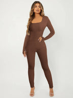 Women's Long-Sleeve Ribbed Jumpsuit