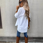 Women's Fashionable Shirt Blouse with Chest Pockets and Casual Cut