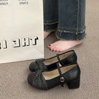 Women's Ballet Flats with Strap and Knit Detail