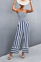 Women's Jumpsuit with Striped Top and Wide Leg