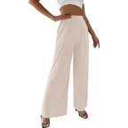 Women's Elegant Pleated Trousers with Wide Leg and Elastic Waistband