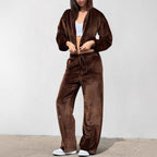 Women's Comfortable Sport Suit with Loose Fit and Hooded Jacket