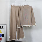 Women's Casual Knit Set with Contrasting Trim