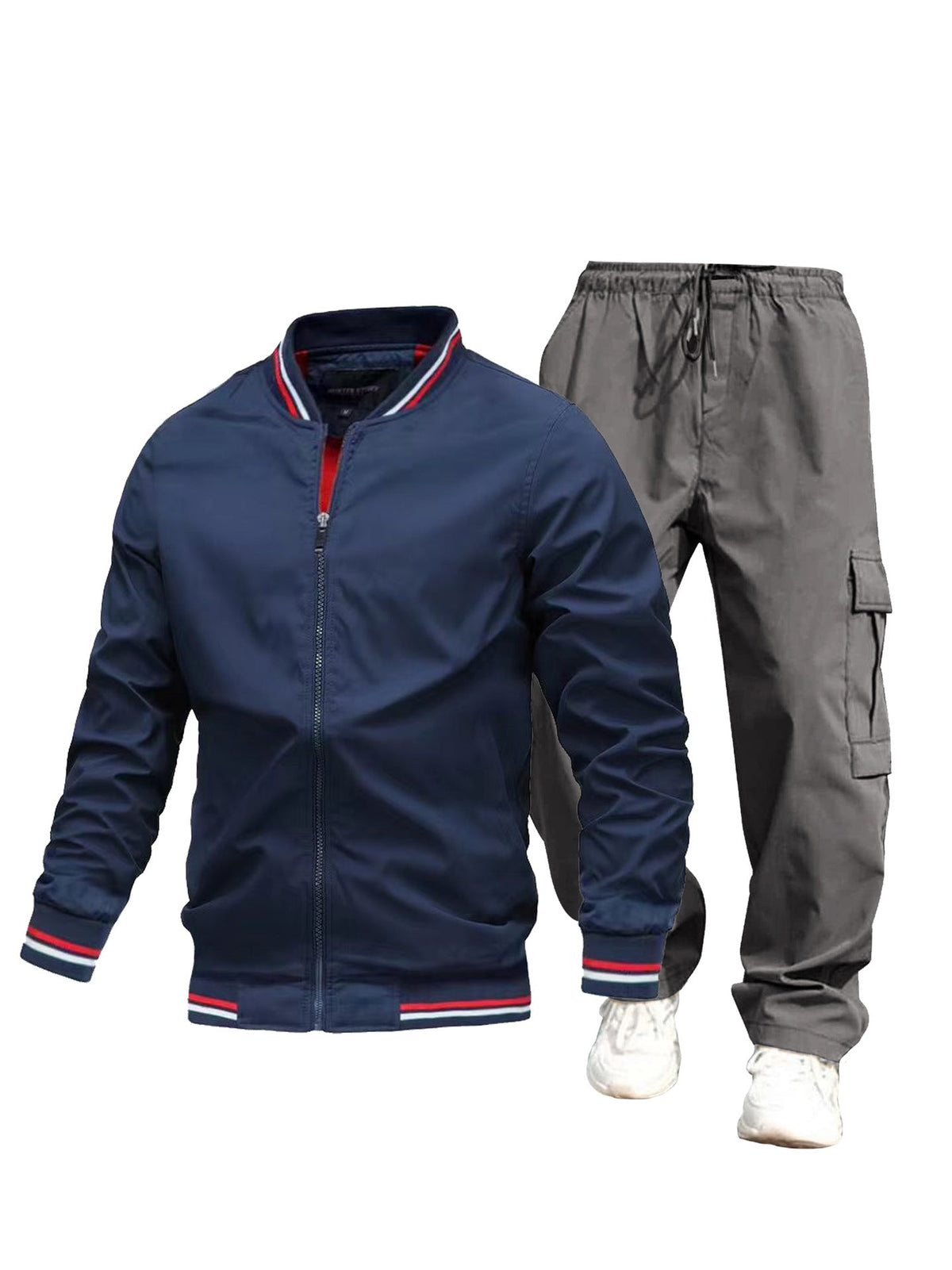 Men's sporty jacket and cargo pants set