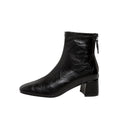 Women's Leather Ankle Boots with Block Heel