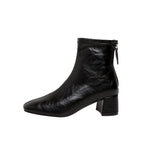 Women's Leather Ankle Boots with Block Heel