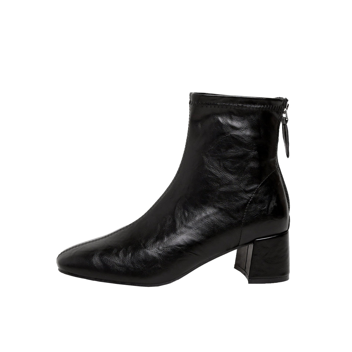 Women's Leather Ankle Boots with Block Heel