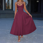 Women's A-Line Evening Dress with Adjustable Spaghetti Straps