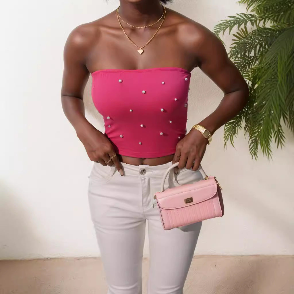 Bandeau Top with Pearl Appliqués