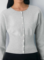 Cropped Ribbed Cardigan with Button Placket