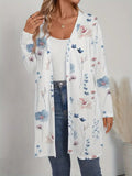 Ladies Floral Longline Cardigan with Open Cut