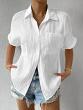 Women's Short-Sleeve Shirt with Textured Fabric