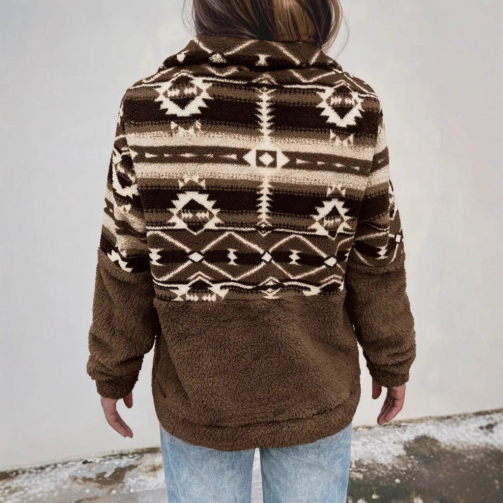 Women's Fleece Sweater with Aztec Pattern