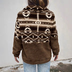 Women's Fleece Sweater with Aztec Pattern