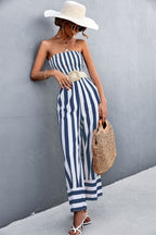 Women's Jumpsuit with Striped Top and Wide Leg