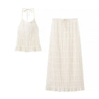 Women's Maxi Skirt with Elastic Waistband and Playful Ruffle Design