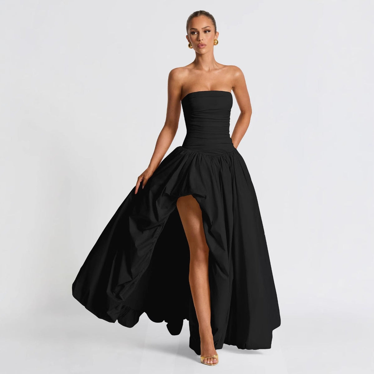 Women's Evening Dress with Fitted Bodice and Asymmetric Skirt