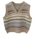 Women's Sleeveless V-Neck Patterned Knit Vest
