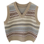 Women's Sleeveless V-Neck Patterned Knit Vest