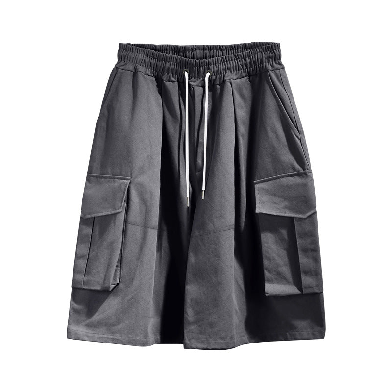 Cargo Midi Skirt with Elastic Drawstring Waist and Patch Pockets