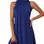 Women's Sleeveless Scalloped-Neck Flowy Dress