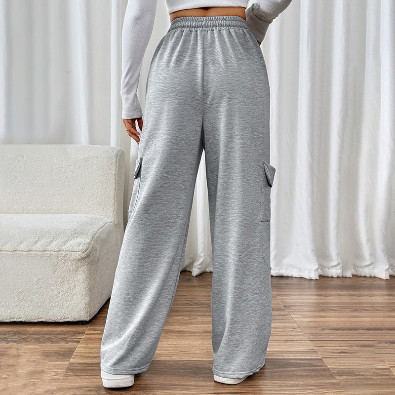 Women's Comfortable Cargo Pants with Elastic Waist and Side Pockets