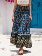 Women's Maxi Skirt with Voluminous Hem and Colorful Pattern