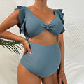 Women's Swimsuit Set with Refined Knot Design and Ruffle Details