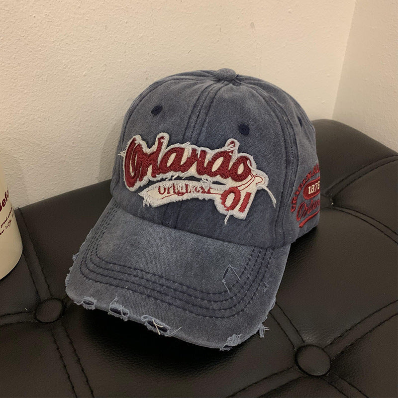 Men's Distressed Cotton Baseball Cap