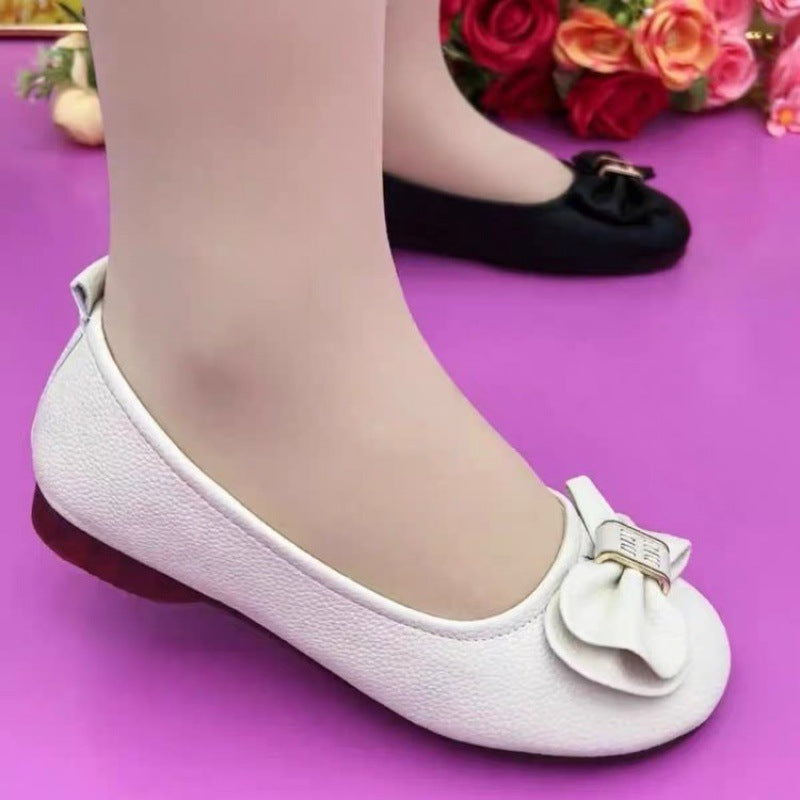 Women's Ballet Flats with Elegant Bow Ornamentation and Comfortable Footbed