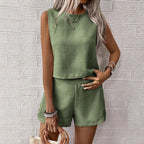 Casual Two-Piece Set with Sleeveless Top and Shorts