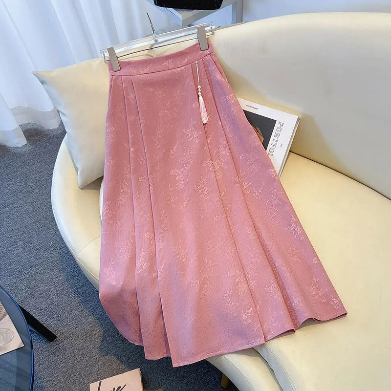 Women's Elegant Midi Skirt with Textured Fabric