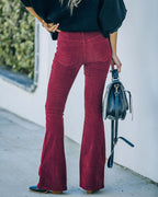 Women's High-Waisted Flared Corduroy Pants