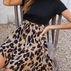 Women's Cocktail Dress with Wrap Waist and Fashionable Leopard Print