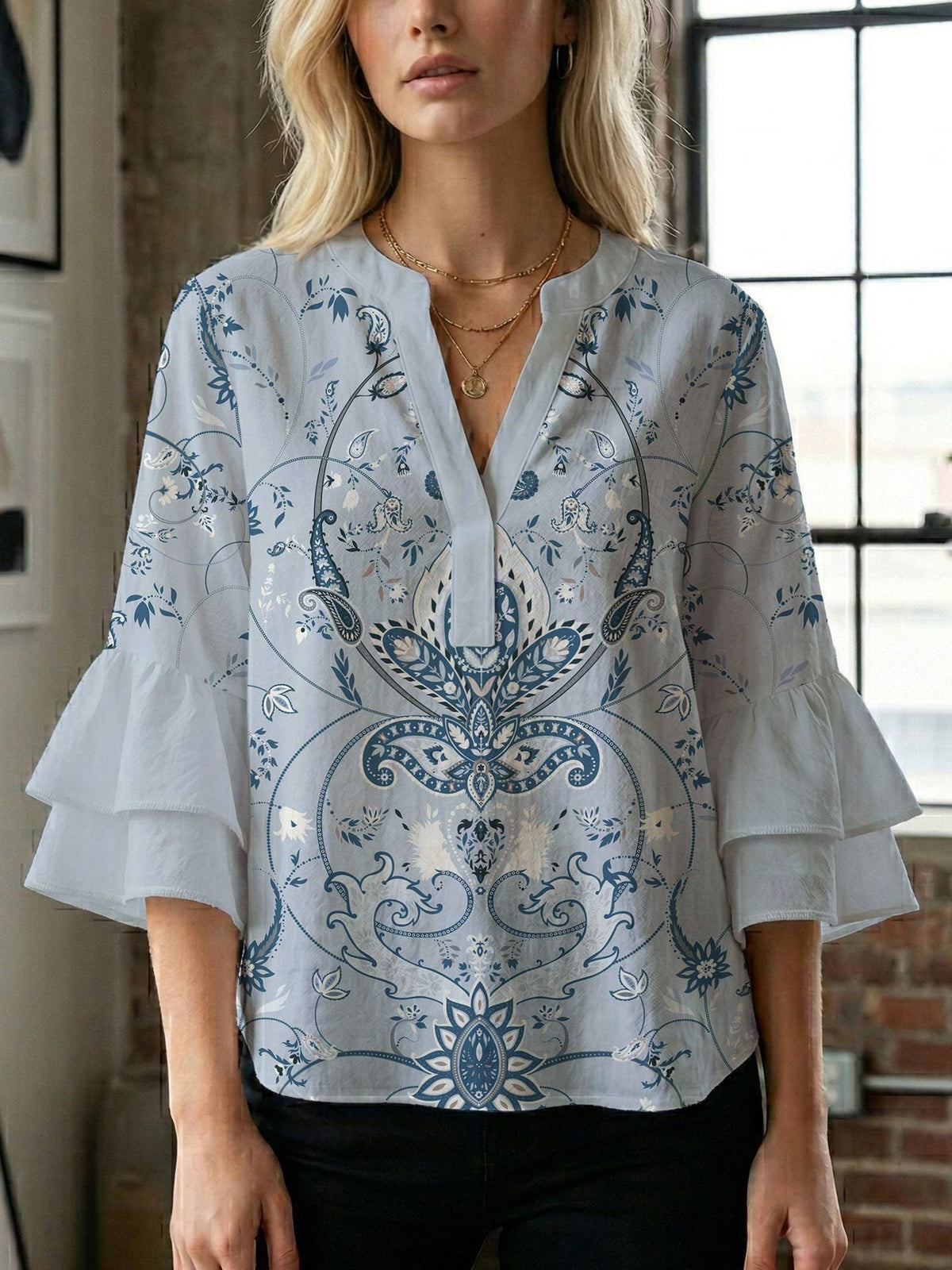 Women's Blouse with Beautiful Floral Design