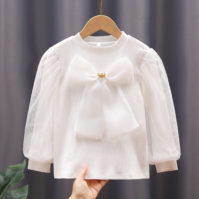 Women's Blouse with Puff Sleeves and Bow
