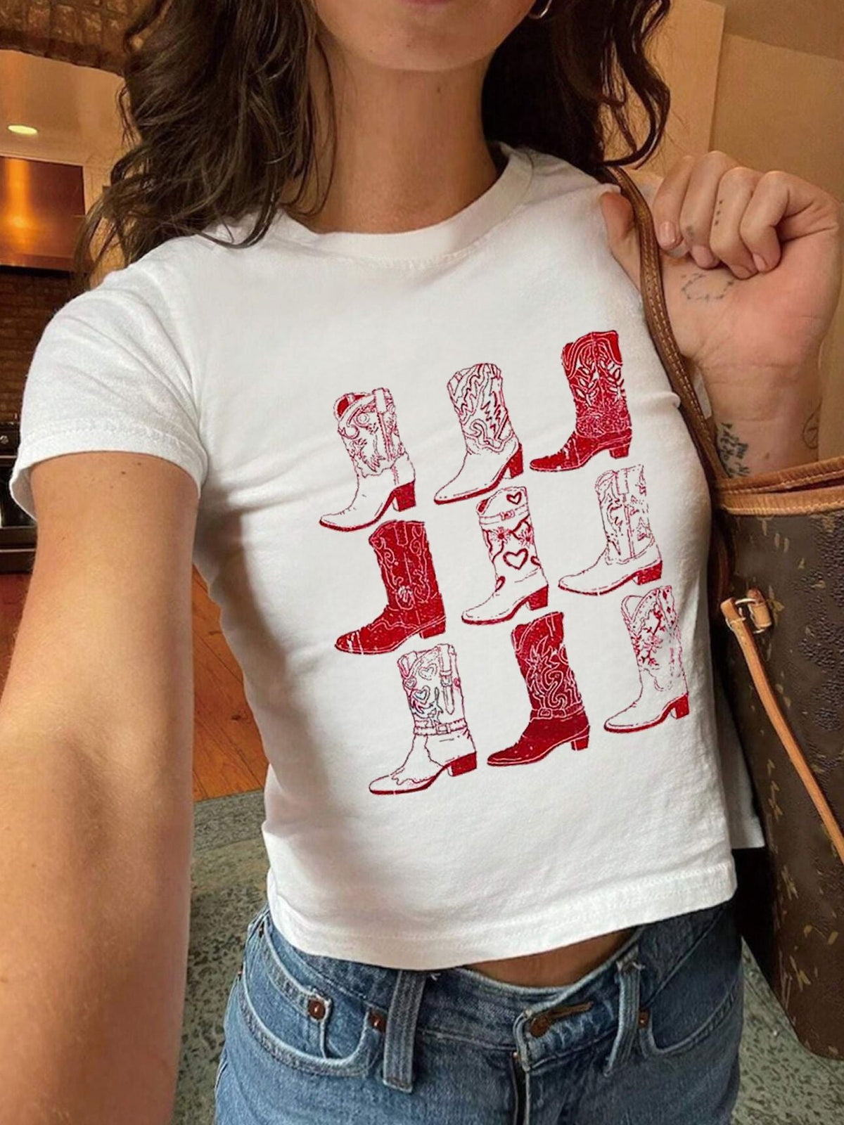 Women's Crop T-Shirt with Cocktail Design