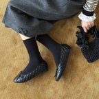 Women's Ballet Flats with Elegant Bow Detail in Leather