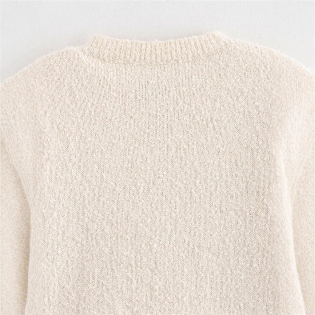 Women's Bouclé Jacket with Elegant Bows and Fringes