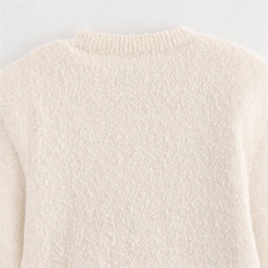 Women's Bouclé Jacket with Elegant Bows and Fringes