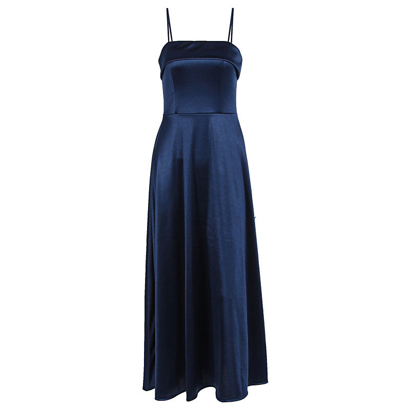 Women's Evening Dress with Fine Spaghetti Straps and Flowing Skirt