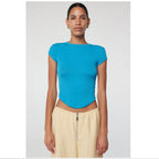 Women's Form-Fitting Short-Sleeve Shirt with Round Neckline