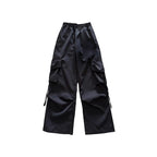 Urban Style Women's Cargo Pants with Side Pockets and Elastic Waistband