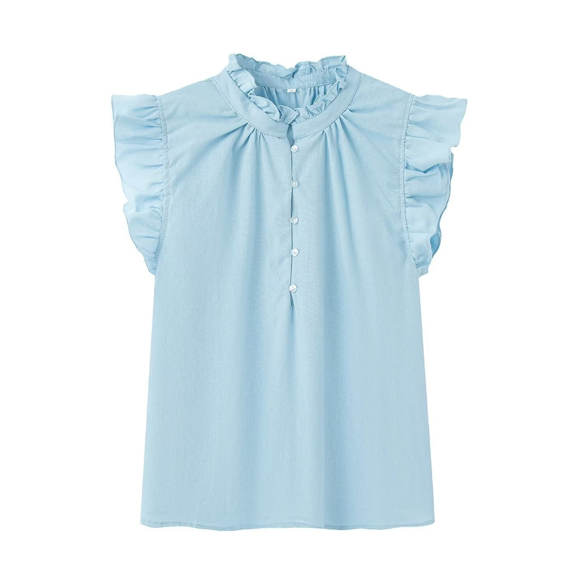 Women's Blouse with Ruffles and Button Placket