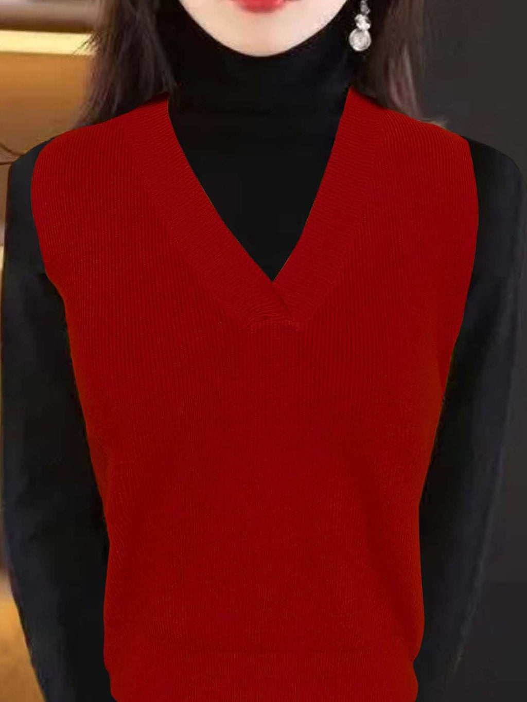 Women's Elegant V-Neck Knit Top