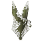 Women's Swimsuit with Wrap Skirt and Floral Design