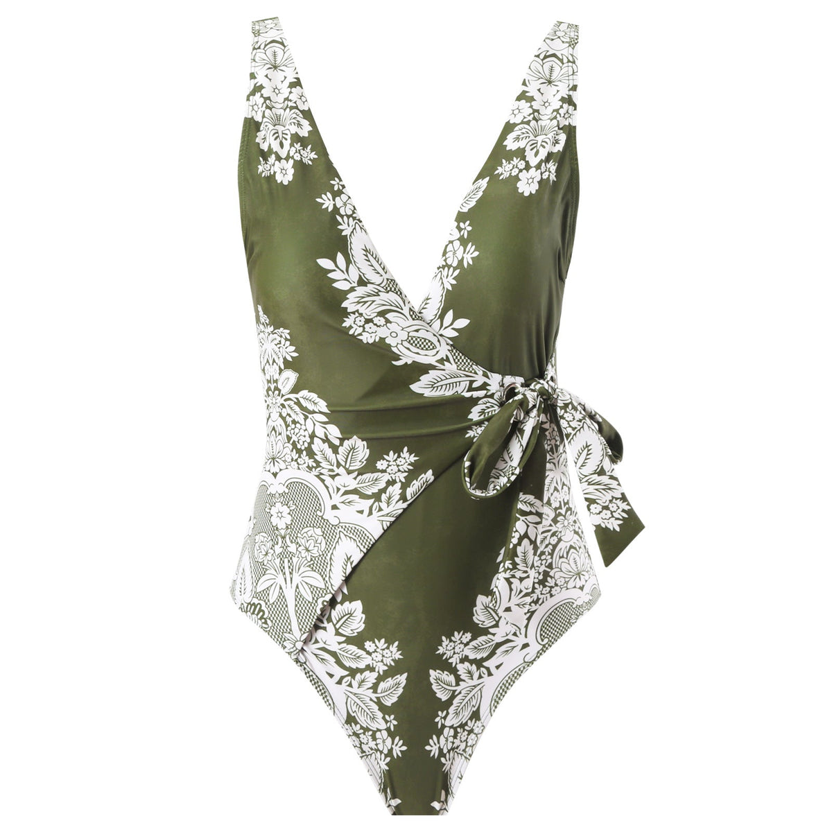 Women's Swimsuit with Wrap Skirt and Floral Design