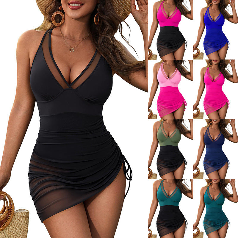 Women's Elegant Beach Suit with Ruched Design