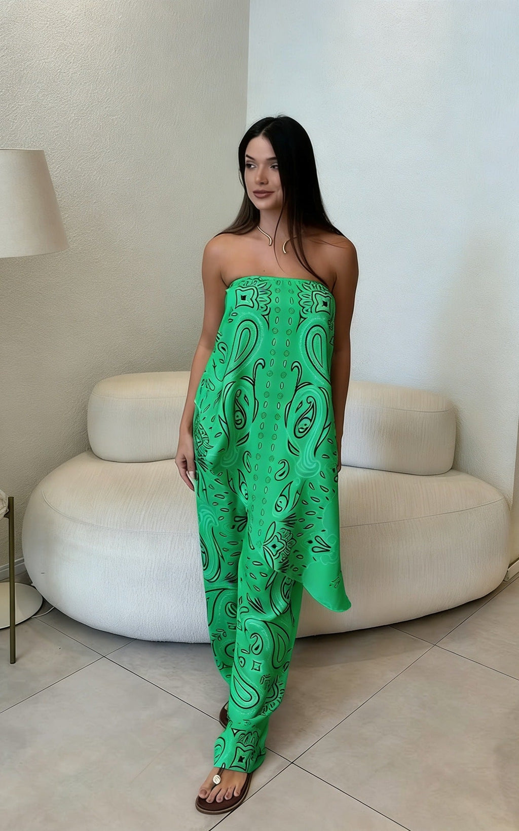 Women's Casual Wide-Leg Jumpsuit with Pattern