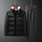 Men's Padded Hooded Vest and Jogging Pants Set